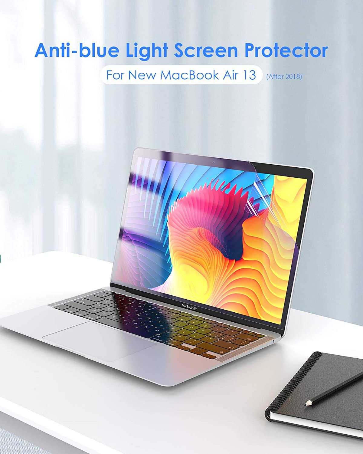 LENTION, LENTION Anti Blue Light Screen Protector New MacBook Air 13 inches 2018-2020, Model A1932/A2179/A2337, with Touch Bar, HD Clear Protective Film with Hydrophobic Oleophobic Coating