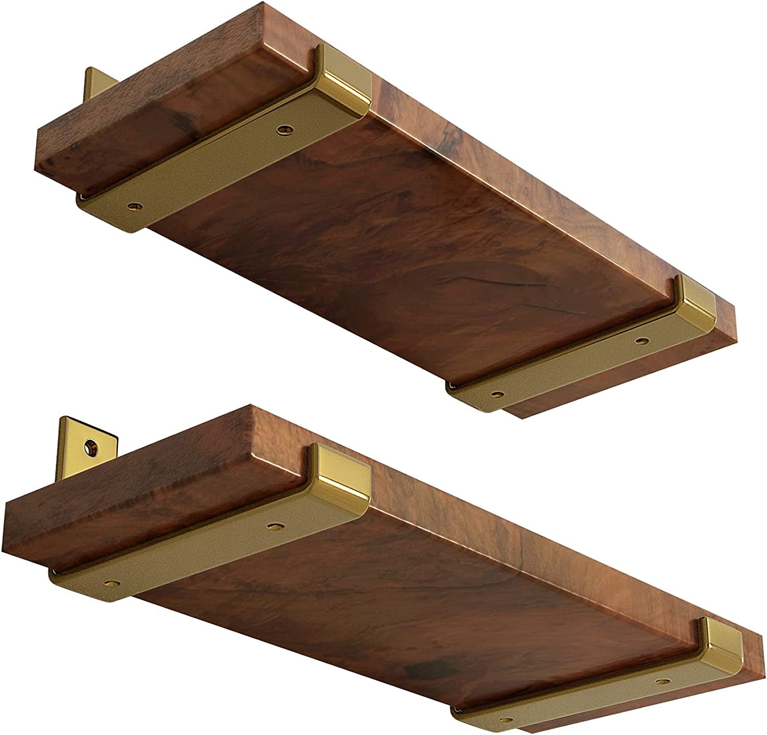LEOPO, LEOPO 8 Inch Shelf Bracket for DIY Floating Shelf, 1/5 Inch Thick Heavy Duty Bracket, 4 Pack, Golden