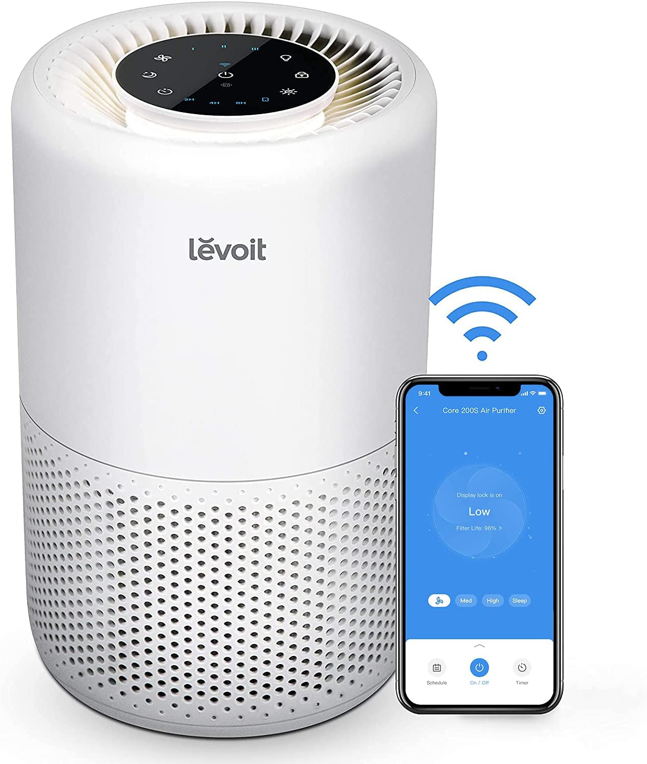 Levoit, LEVOIT Smart Wifi Air Purifier for Home, Alexa Enabled H13 True HEPA Filter for Allergies, Pets, Smokers, Smoke, Dust, Pollen, 24Db Quiet Air Cleaner for Bedroom with Display off Design, Core 200S