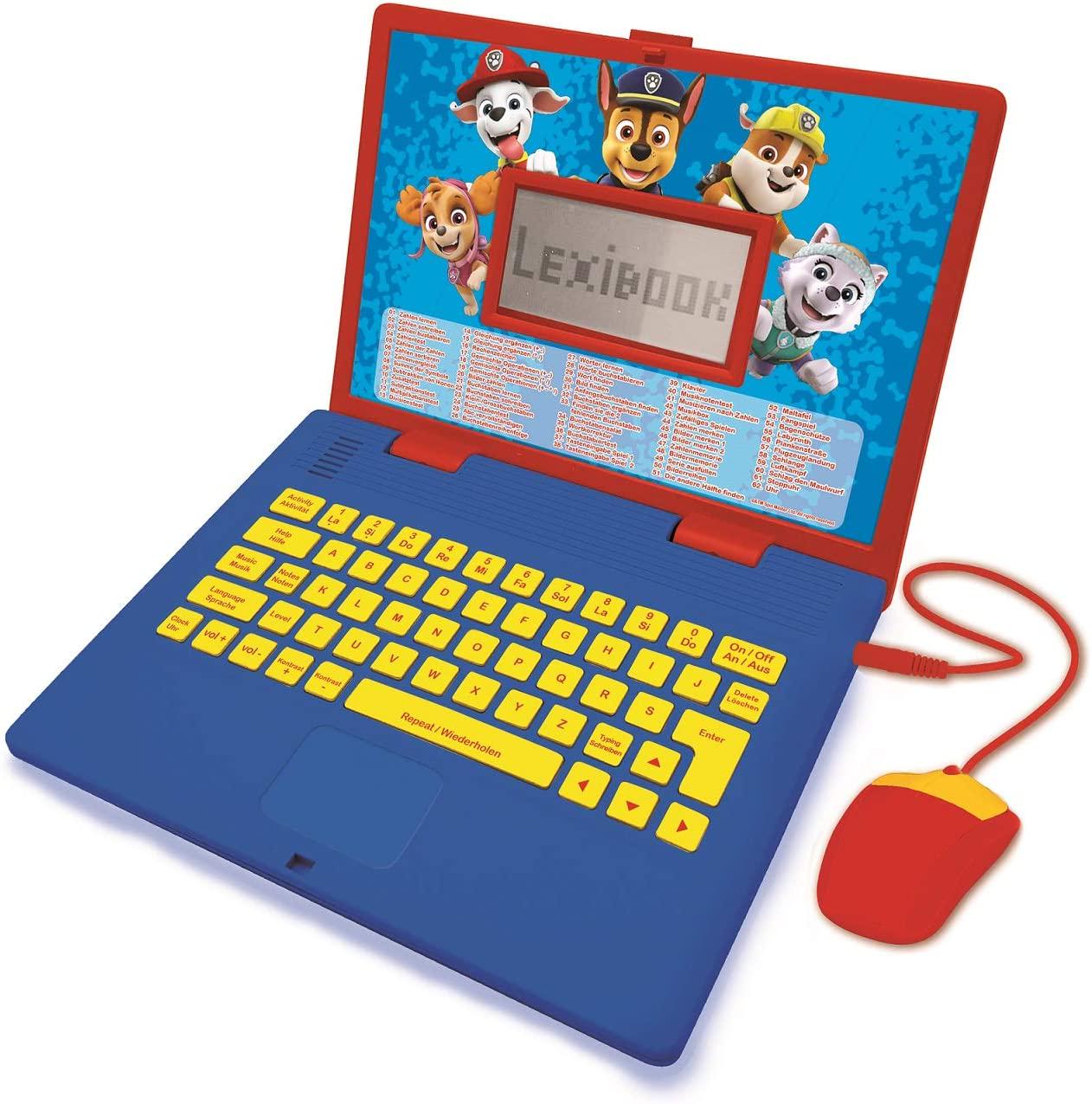 Lexibook, LEXIBOOK JC598PAi3 Paw Patrol-Educational and Bilingual Laptop German/English-Toy for Child Kid (Boys and Girls) 124 Activities, Learn Play Games and Music with Chase Marshall-Red/Blue