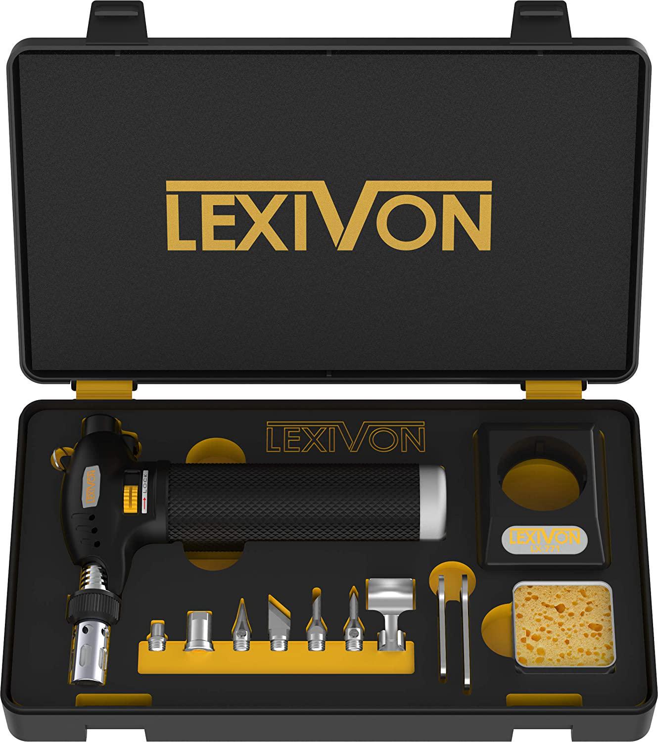 LEXIVON, LEXIVON Butane Torch Multi-Function Kit | Premium Self-Igniting Soldering Station with Adjustable Flame | Pro Grade 125-Watt Equivalent (LX-771)