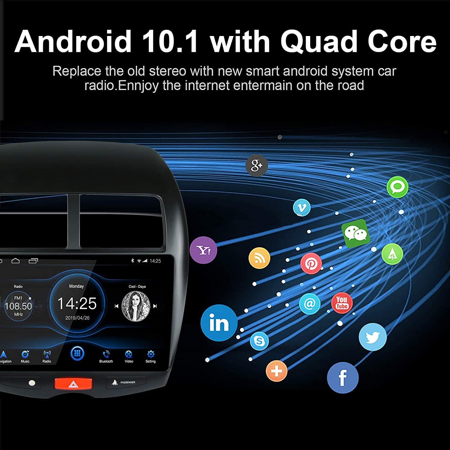 LEXXSON, LEXXSON Android 10.1 Car Radio Stereo,10 inch Capacitive Touch Screen High Definition Head Unit, Build-in Bluetooth USB Player 2G DDR3+16G NAND Memory Flash GPS Navigation for Mitsubishi ASX 2013-2019