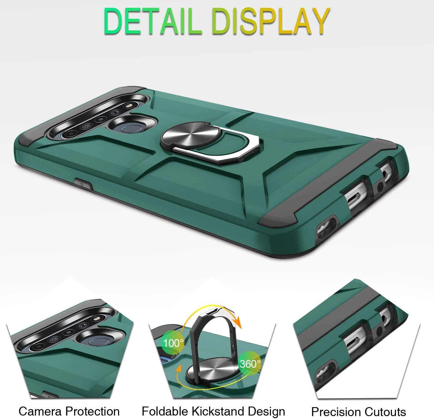 Atump, LG K61 Case,LG K51S/K41S Phone Case, Atump 360° Rotation Ring Holder Kickstand [Work with Magnetic Car Mount] PC+ TPU Phone Case for LG K61 Midnight Green