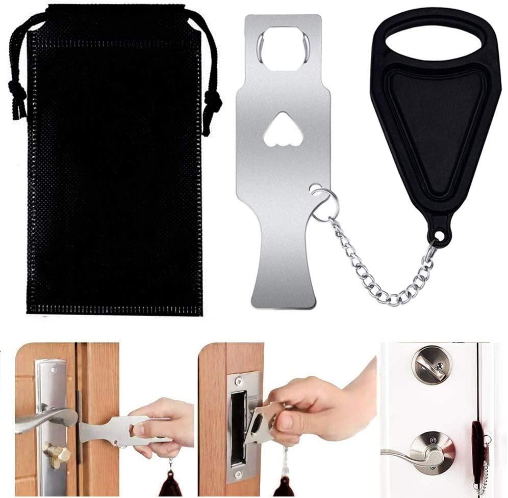 LGNTXDC, LGNTXDC Universal Strong Secure Portable Door Lock for Safety Privacy Protector, Black