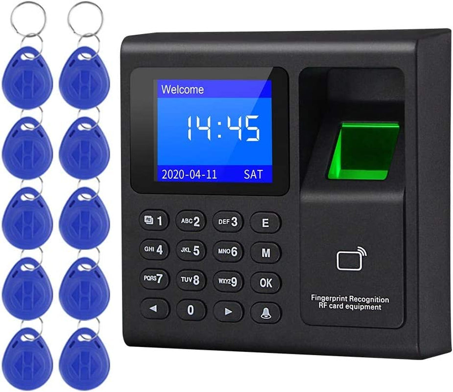 LIBO Smart Home, LIBO Intelligent Biometric Fingerprint Time Attendance Machine Time Clock Recorder Employee Check-In Device Access Control Keypad with RFID Key Fobs