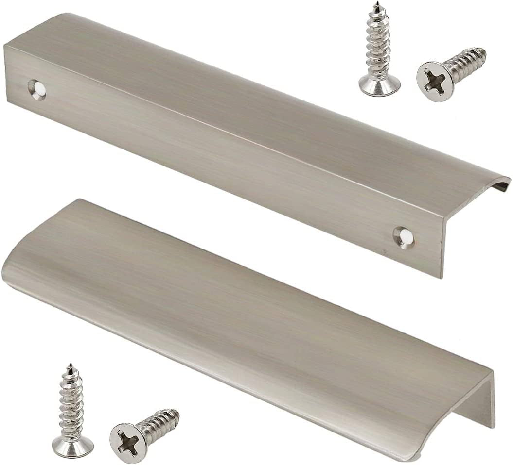 LICTOP, LICTOP 150Mm/5.9" Brushed Nickel Finger Edge Pull Tab Handle for Home Kitchen Cabinets Drawers Doors with Screws (10 Pcs)