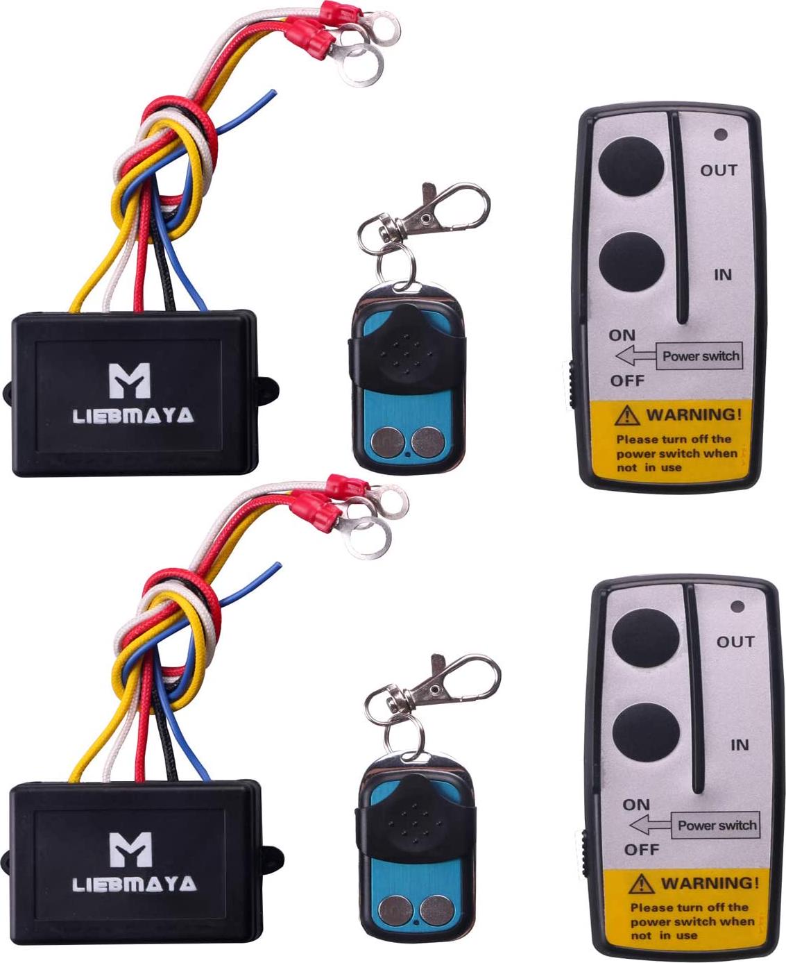 LIEBMAYA, LIEBMAYA 2PCS Wireless Winch Remote Control Kit 12V Switch Handset for Truck Jeep SUV ATV 50Ft