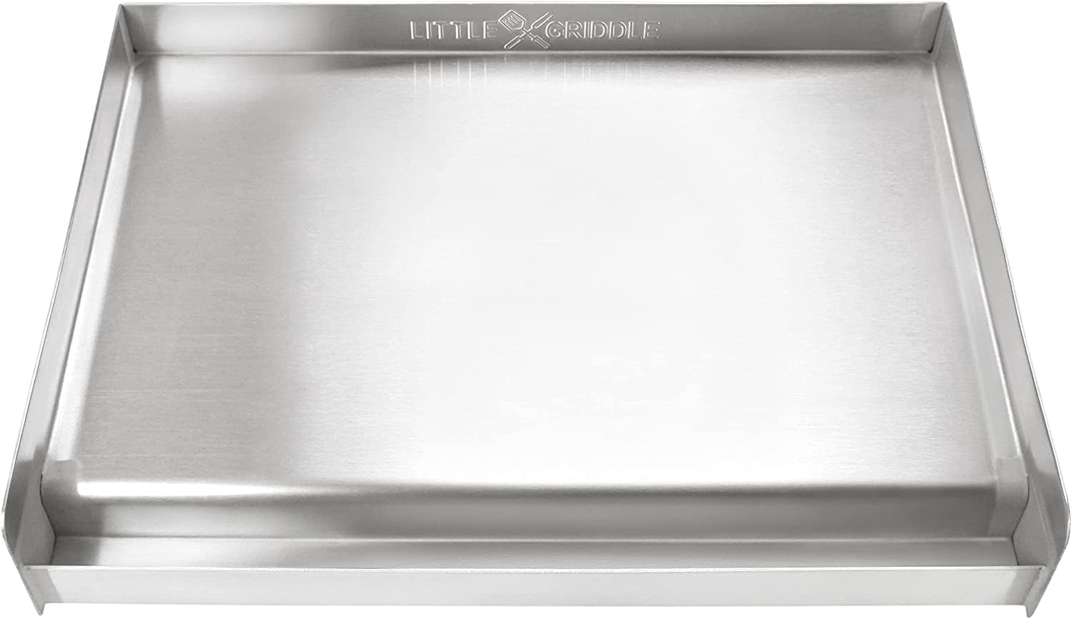 Little Griddle, LITTLE GRIDDLE Sizzle-Q SQ180 100% Stainless Steel Universal Griddle with Even Heating Cross Bracing for Charcoal/Gas Grills, Camping, Tailgating, and Parties (18"X13"X3")