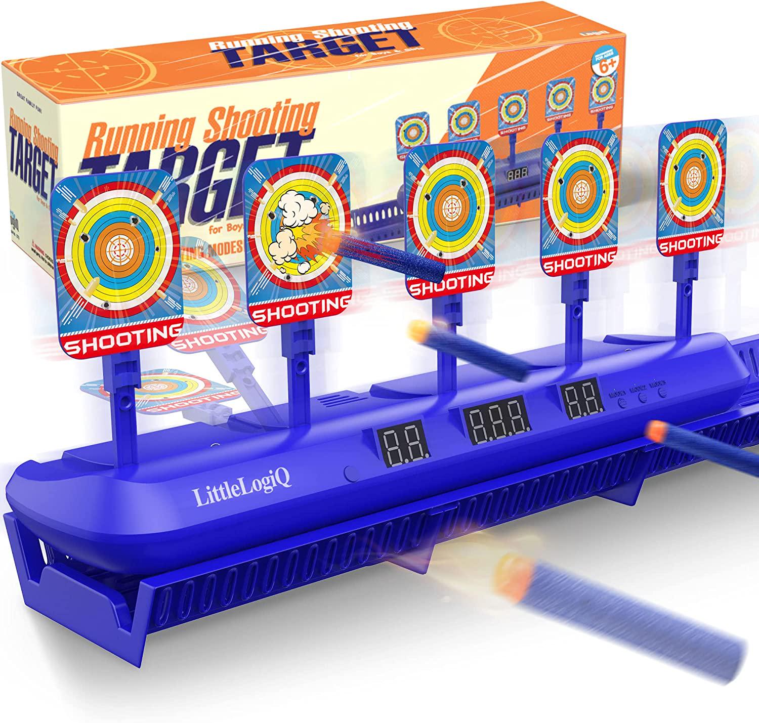 LITTLELOGIQ, LITTLELOGIQ Electronic Shooting Target, Toy for Age 5, 6, 7, 8, 9, 10+ Year Old Boys Girls, Gift Ideas for Kids, Target Shooting Games for Kids, Compatible with Nerf Foam Guns - Upgraded