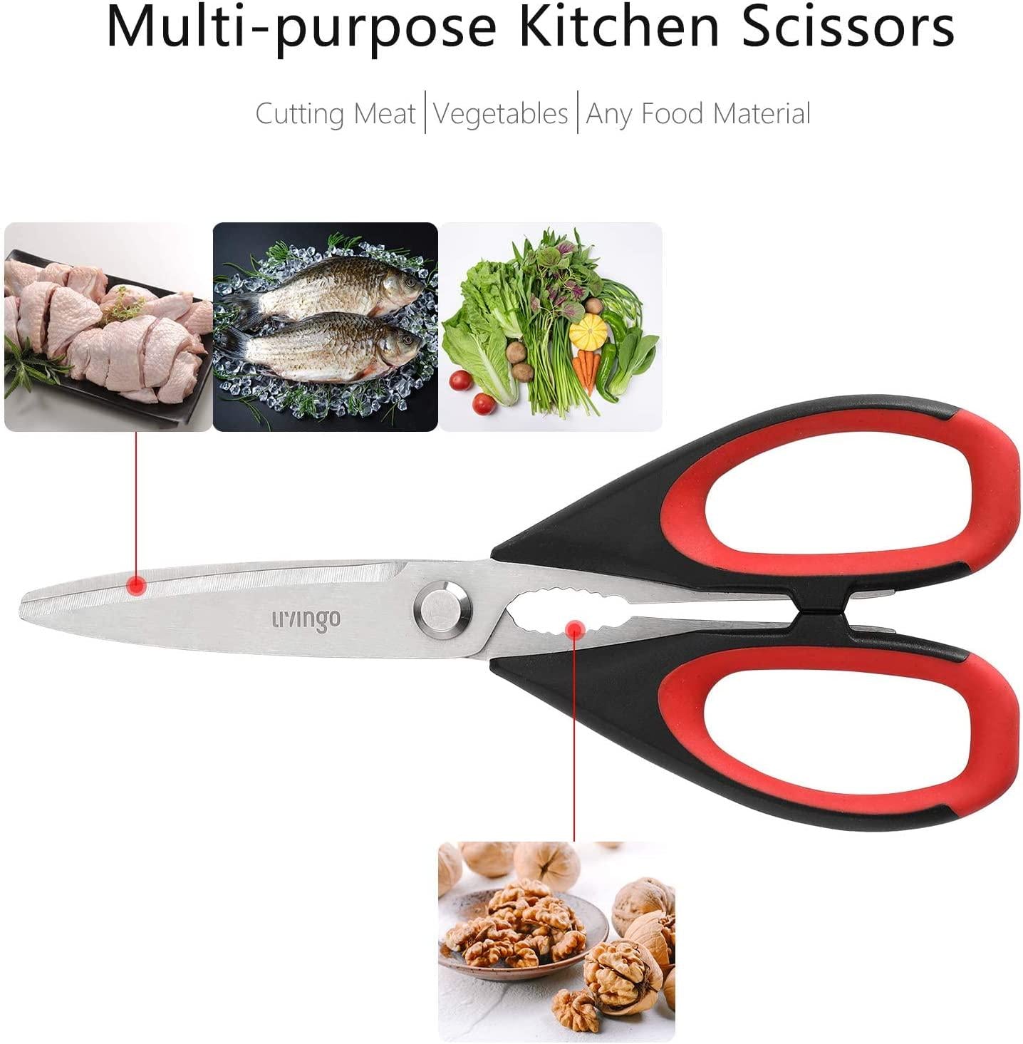 LIVINGO, LIVINGO Kitchen Scissors, 8.5 inch Ultra Sharp Premium Heavy Duty Kitchen Shears, Multi Purpose Scissors Stainless Steel