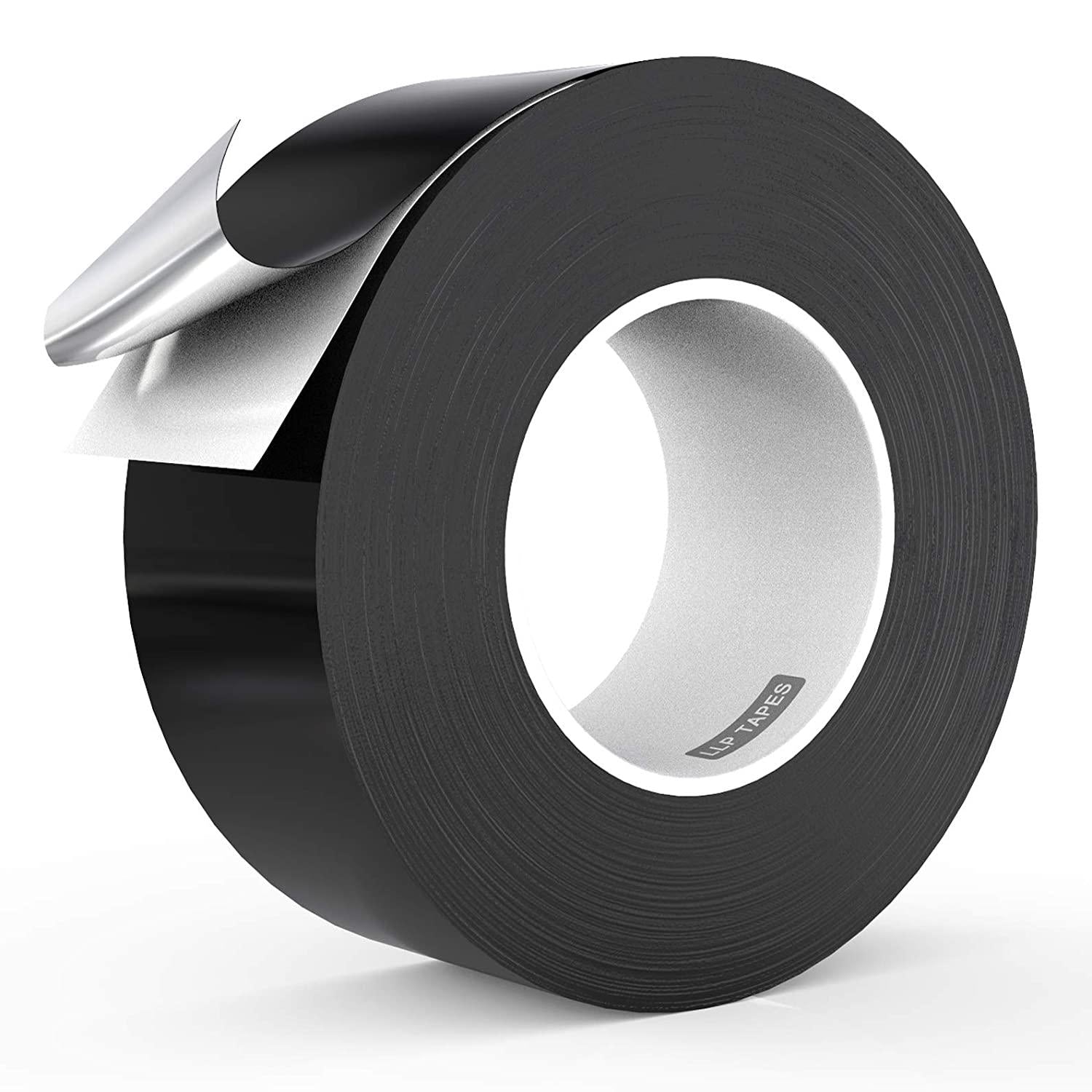 LLPT, LLPT Aluminum Black Foil Tape 2 Inches x 55 Yards 3.94 Mil High Temp Heavy Duty Adhesive HVAC Sealing Hot Cold Air Duct Tape for Pipe Metal Repair (BF255)