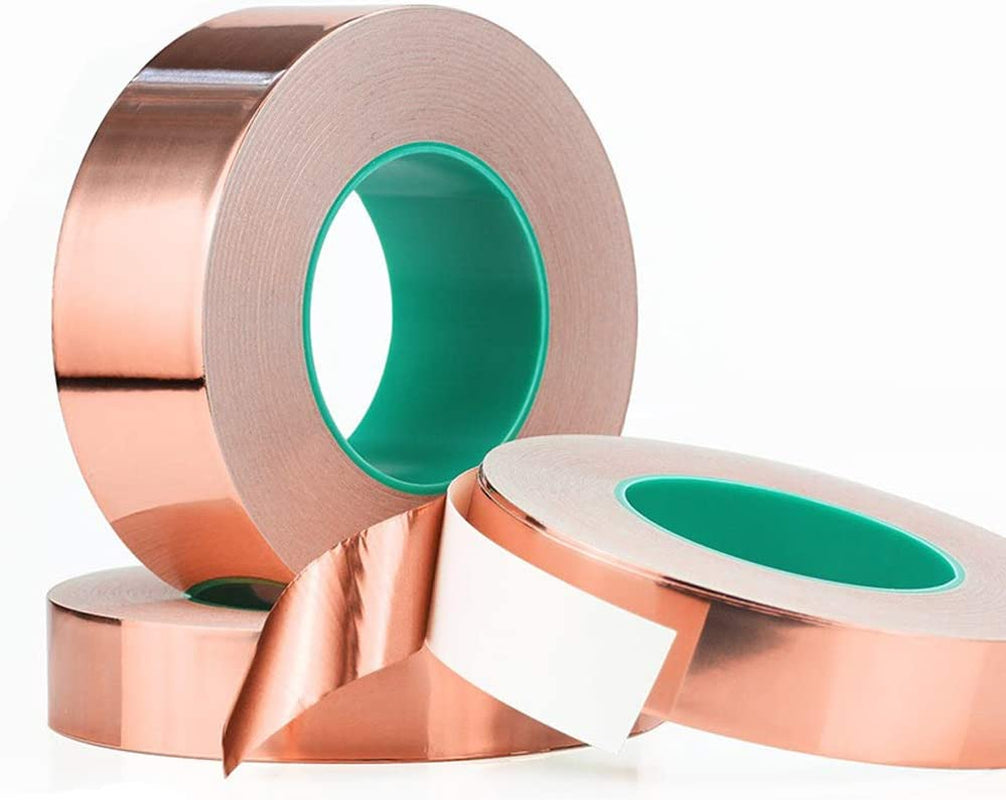 LLPT, LLPT Copper Foil Tape 1” X 33 Feet 3.15 Mil Dual Conductive for EMI Shielding Soldering Stained Glass Circuit Crafts Moss Repellent Electrical Repairs Grounding Strong Adhesive (CF250)