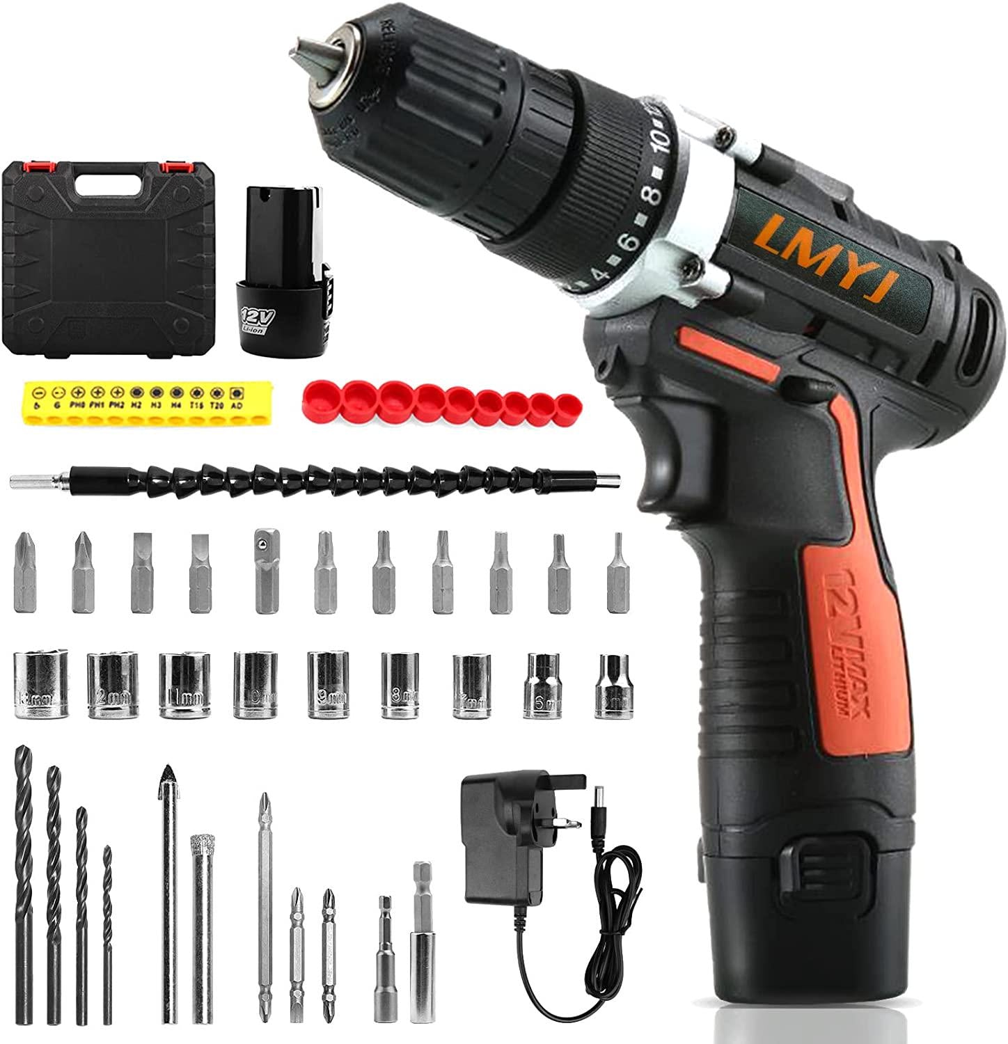 LMYJ, LMYJ Electric Screw Driver, 12V Cordless Drill Driver Kit Combi Drill, 37PCS Multifunctional Rechargeable Power Screwdrivers Tool Starter Set with 1500mAh Li-ion for Home DIY