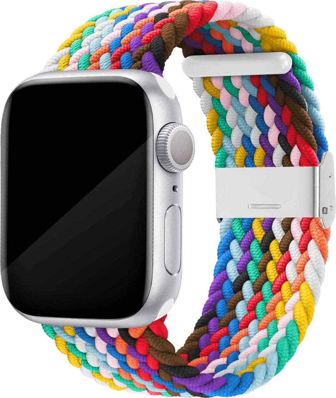 LODKA, LODKA Compatible with Apple Watch iWatch Bands 38mm 40mm 41mm 42mm 44mm 45mm for Women Men, Adjustable Braided Solo Loop Stretchable Elastics Sport Wristband with Buckle for iWatch Series 7/6/SE/5/4/3/2/1