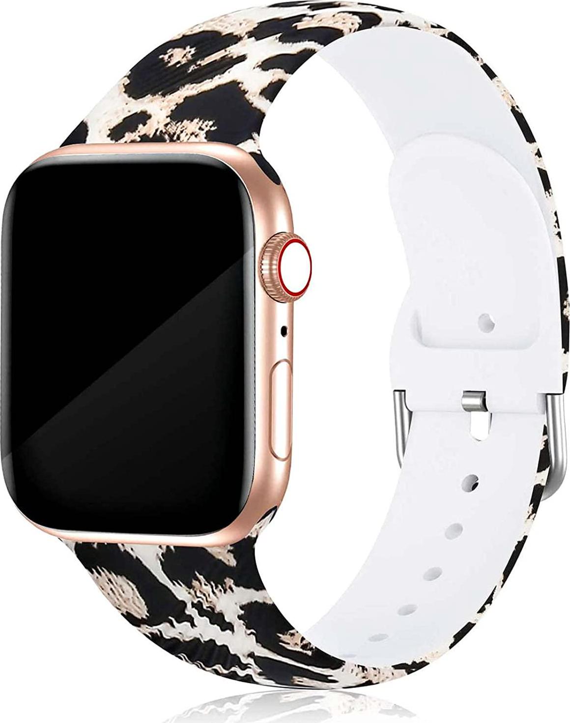 LODKA, LODKA Watch Band Compatible with Apple Watch Bands 38mm 40mm 41mm 42mm 44mm 45mm for Women Men, Premium Silicone Sport Floral Pattern Printed Fadeless Strap Band for Apple iWatch Series SE, 7 6 5 4 3 2 1