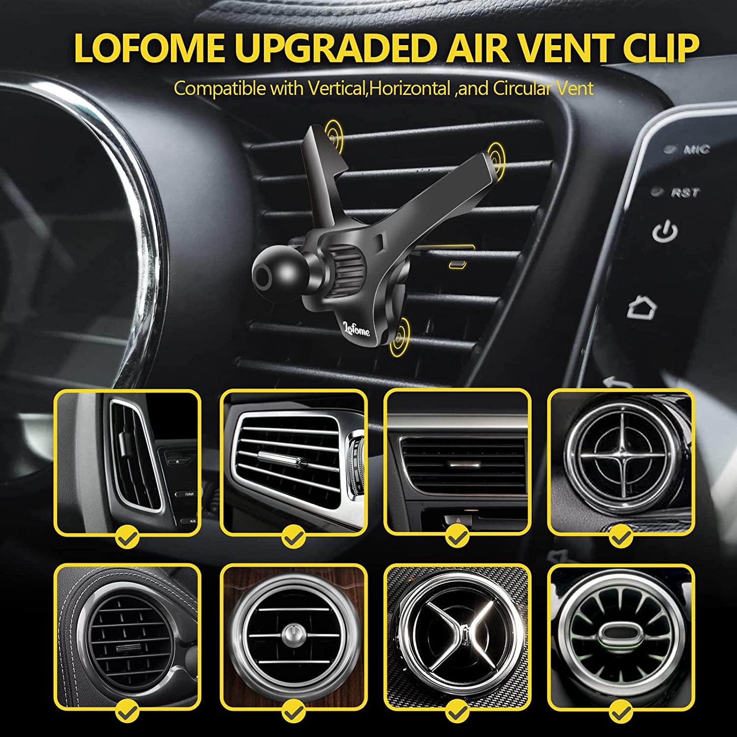 LOFOME, LOFOME Universal Air Vent Clip for Car Mount,Sturdy Vent Grip for Most Car Phone Holder&Wireless Car Charger-Only Vent Clip for Replace/Upgrad(Compatible with Joint Ball Diameter 0.67 in/17mm)