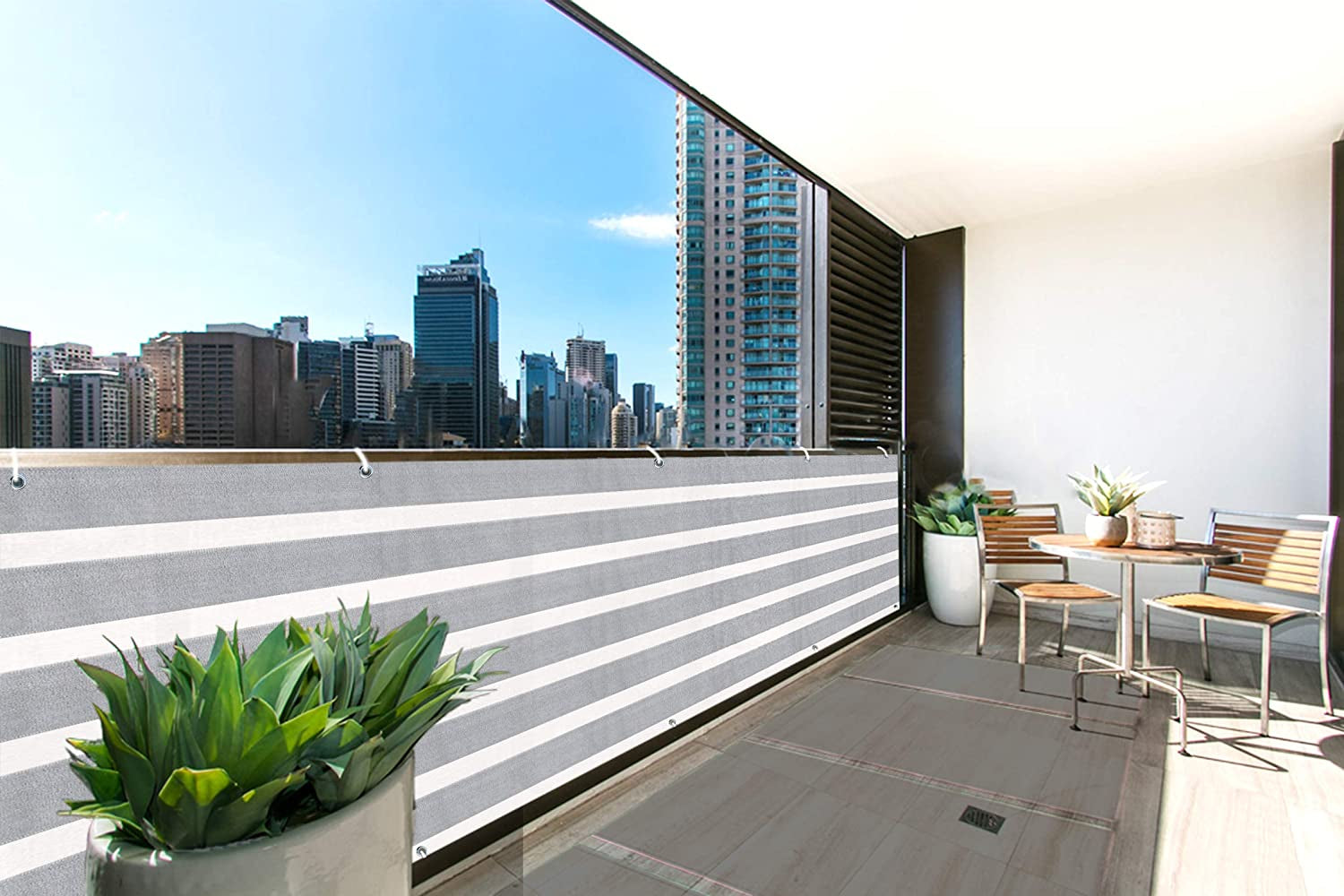 LOVE STORY, LOVE STORY Balcony Privacy Screen, 3.3' X 16.5' Deck Shield Screen Fence Cover,Uv Protection and Weather-Resistant,3 FT Height for Deck, Patio, Backyard, Outdoor Pool, Porch, Railing(Ivory Grey)