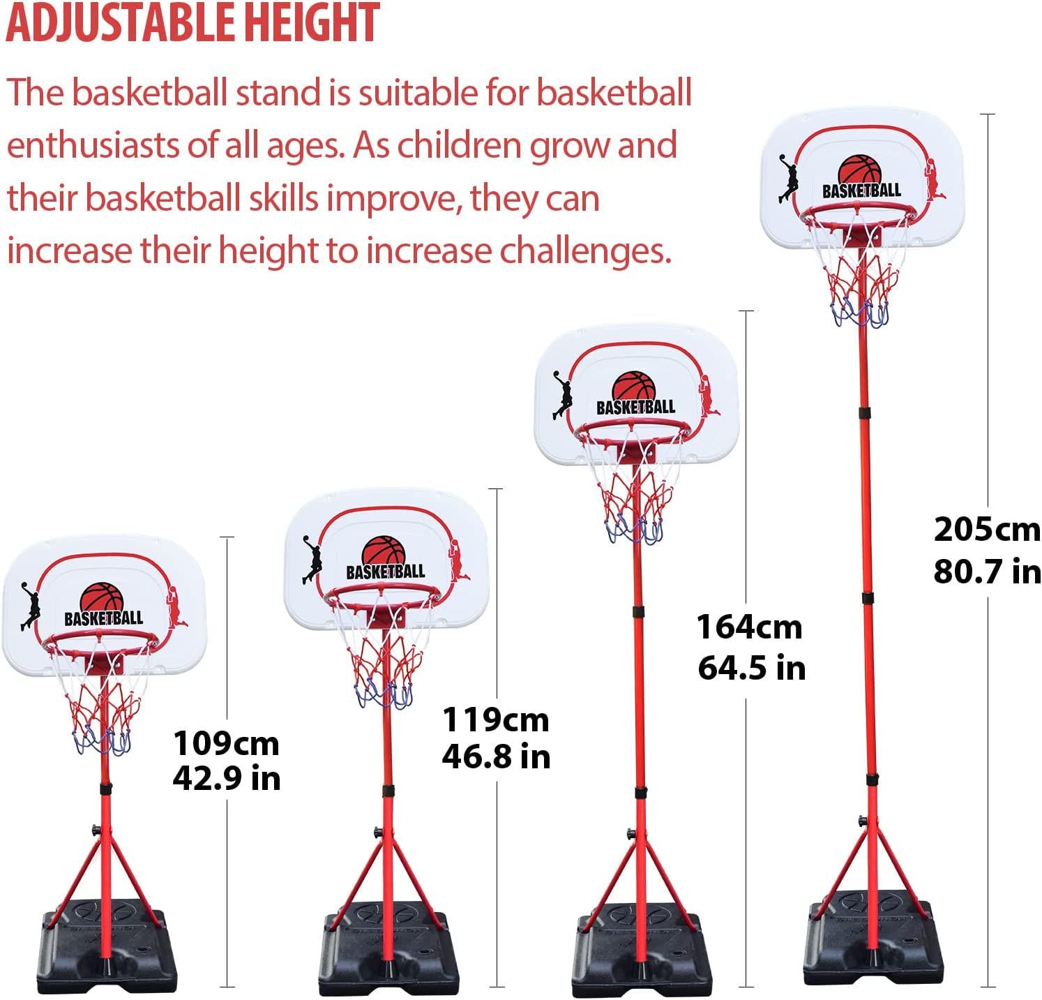 LOYEAH, LOYEAH Kids Basketball Hoop with Stand Adjustable Height 3 ft -7 ft, Indoor Outdoor Toys for Kids Teenagers Youth and Adults Basketball Games Lawn and Yard Activity