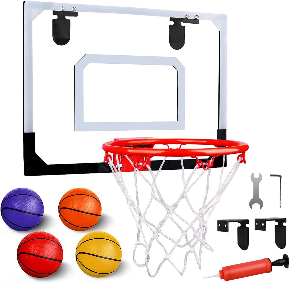 LOYO, LOYO Indoor Basketball Hoop Set for Kids - Mini Basketball Hoop for Door with 4 Balls,Shooting Ball Game Sport for Kids Boys Girls Bedroom