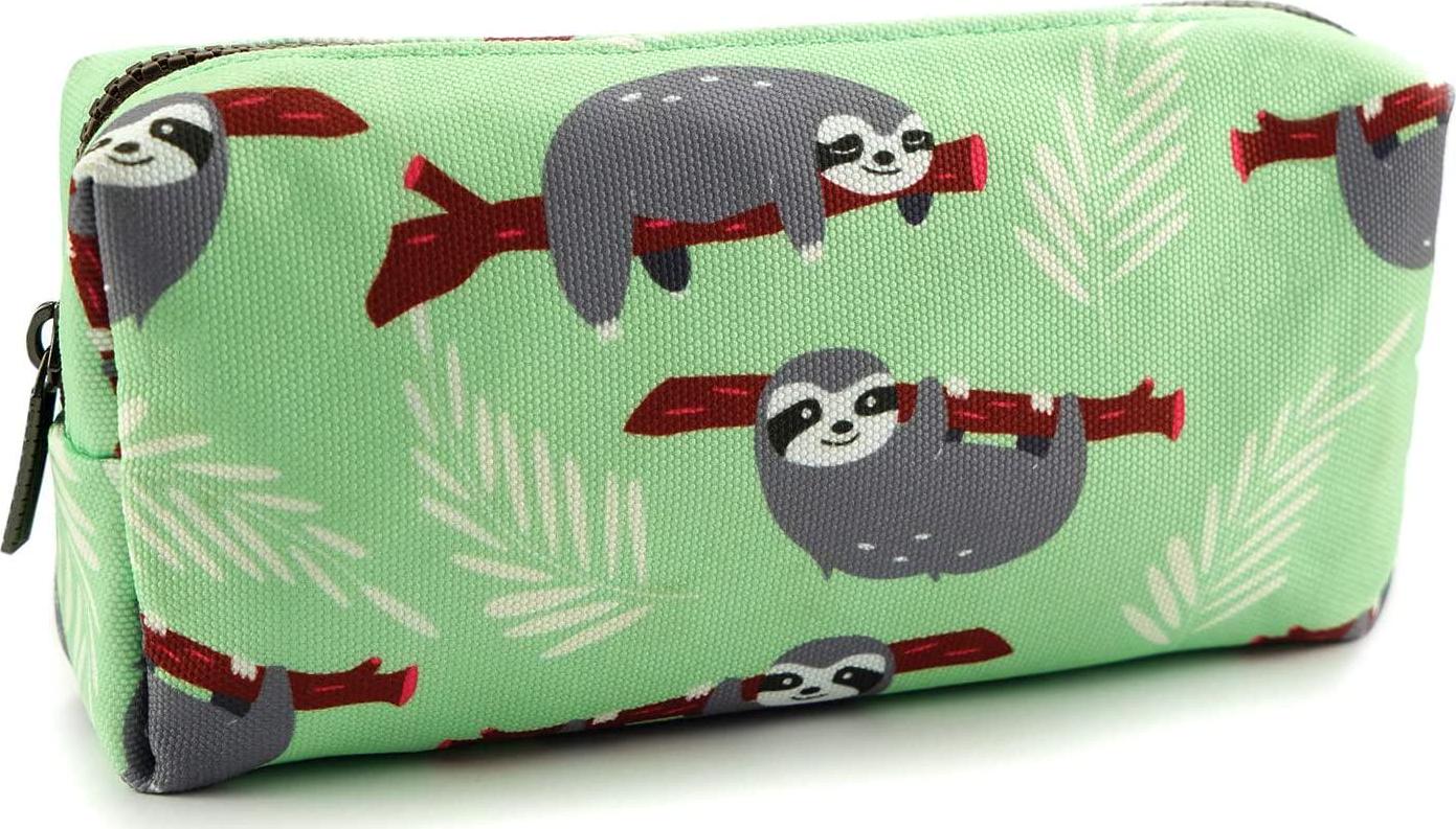 LParkin, LParkin Sloth Students Super Large Capacity Canvas Pencil Case Pen Bag Pouch Stationary Case Makeup Cosmetic Bag (Green)