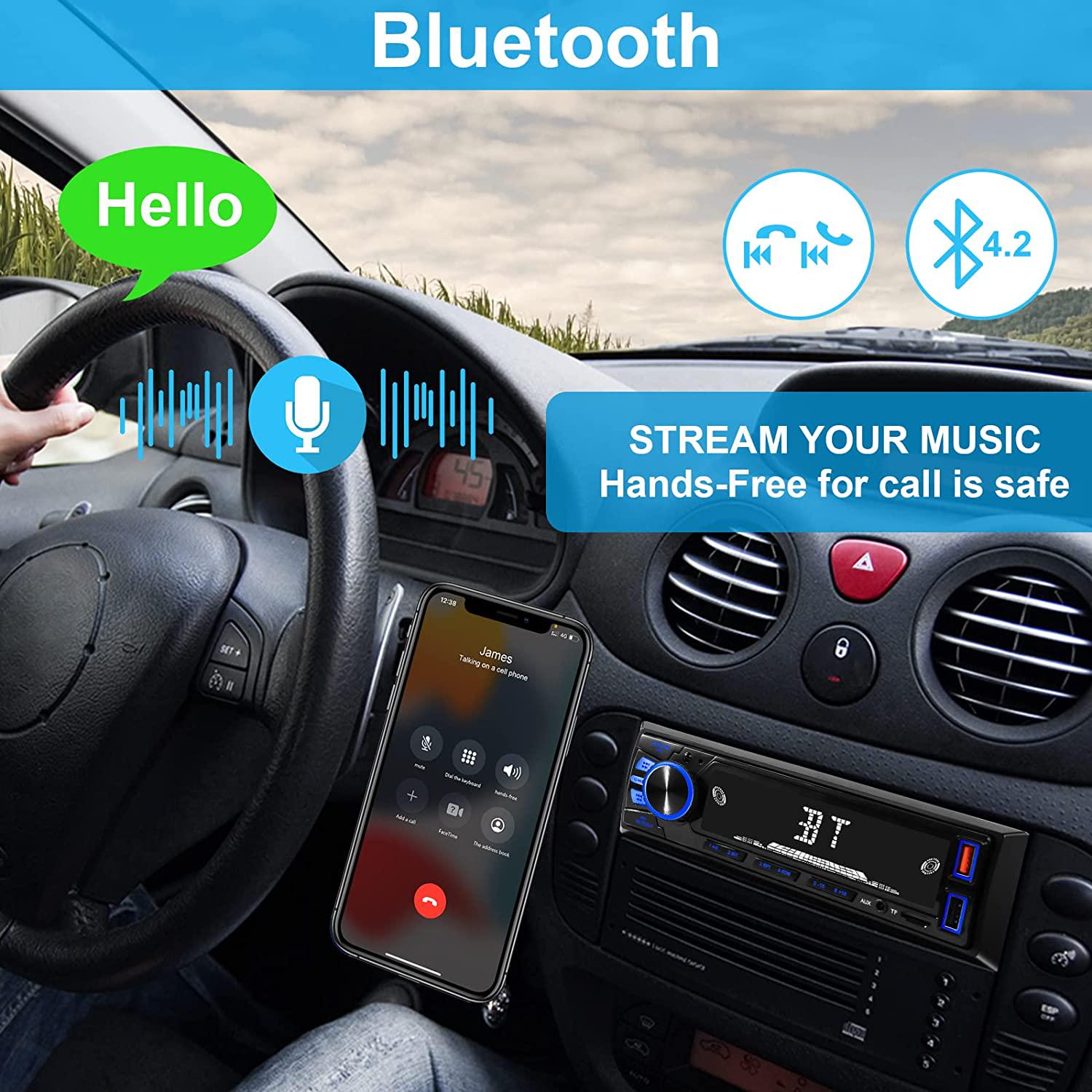 LSLYA, LSLYA 7 Color Backlight car Stereo 12V Bluetooth 1 Channel FM Auxiliary Input Receiver SD USB MP3 MMC WMA car Radio Player + Fast Charging