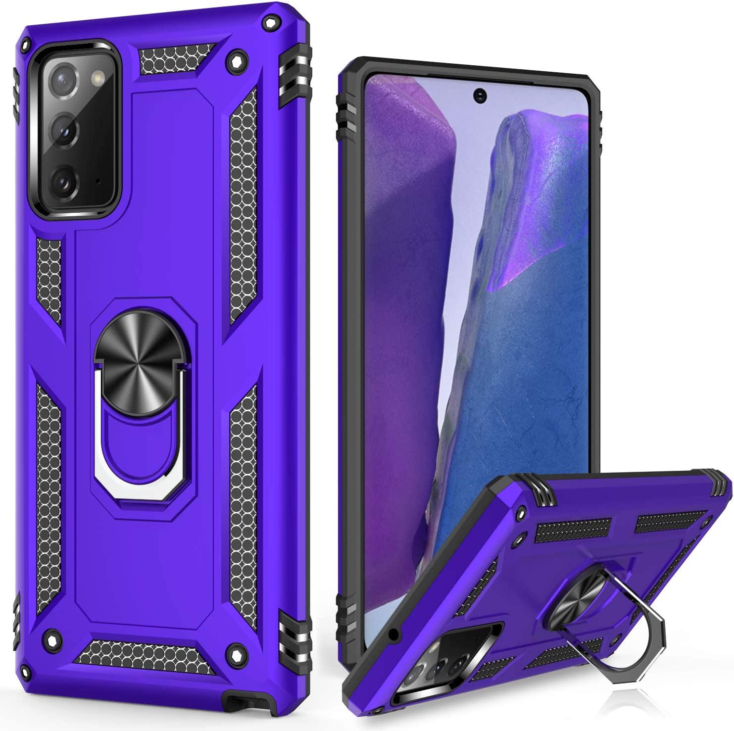 LUMARKE, LUMARKE Galaxy Note 20 Case,Pass 16ft Drop Test Military Grade Heavy Duty Cover with Magnetic Kickstand Compatible with Car Mount Holder,Protective Phone Case for Samsung Galaxy Note 20 Purple