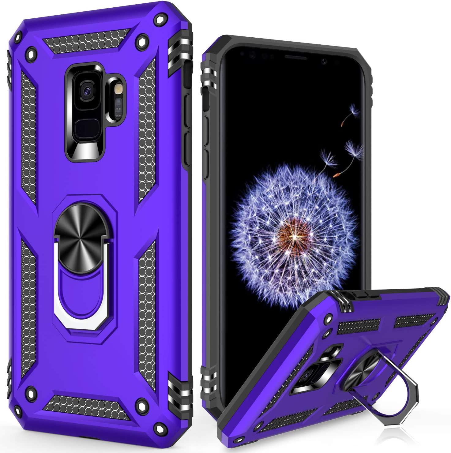 LUMARKE, LUMARKE Galaxy S9 Case,Pass 16ft Drop Test Military Grade Heavy Duty Cover with Magnetic Kickstand Compatible with Car Mount Holder,Protective Phone Case for Samsung Galaxy S9 Purple