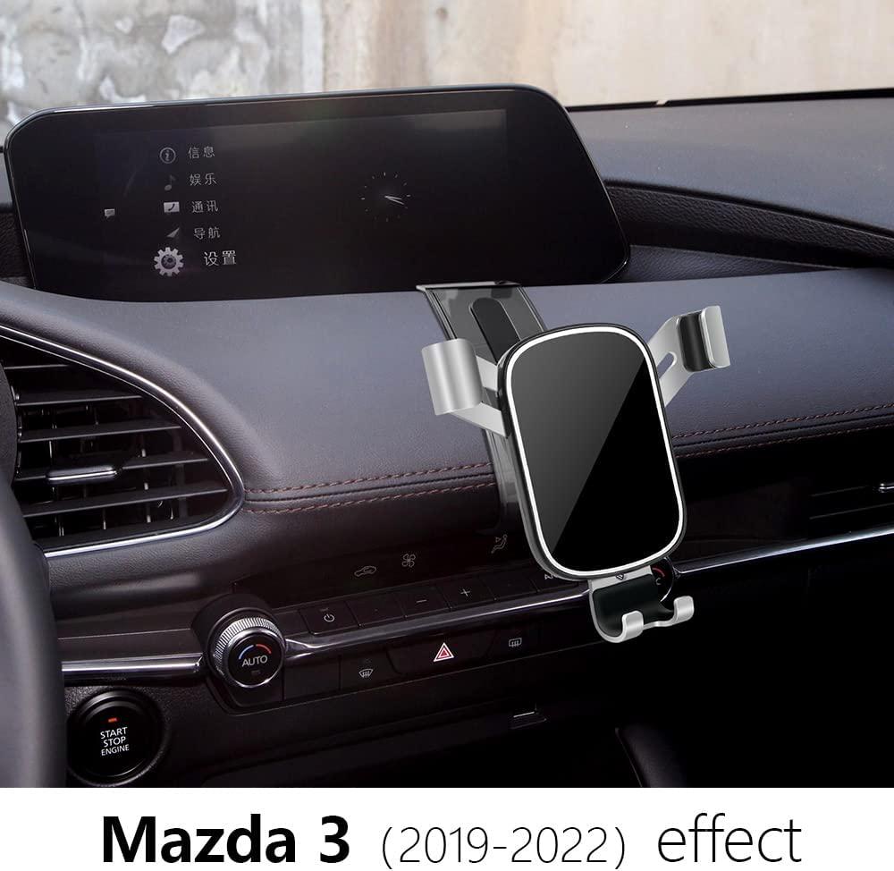 musttrue, LUNQIN Car Phone Holder for 2019-2020 Mazda 3 [Big Phones with Case Friendly] Auto Accessories Navigation Bracket Interior Decoration Mobile Cell Mirror Phone Mount