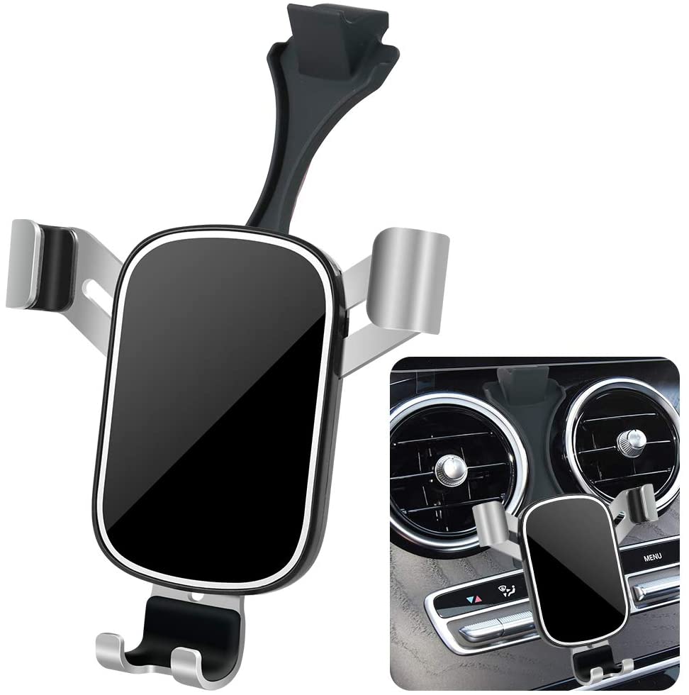 musttrue, LUNQIN Car Phone Holder for 2019-2020 Mercedes Benz C-Class c260 c200 c300 and 2020 GLC-Class GLC260 GLC300 [Big Phones with Case Friendly] Auto Accessories Interior Decoration Mobile Phone Mount