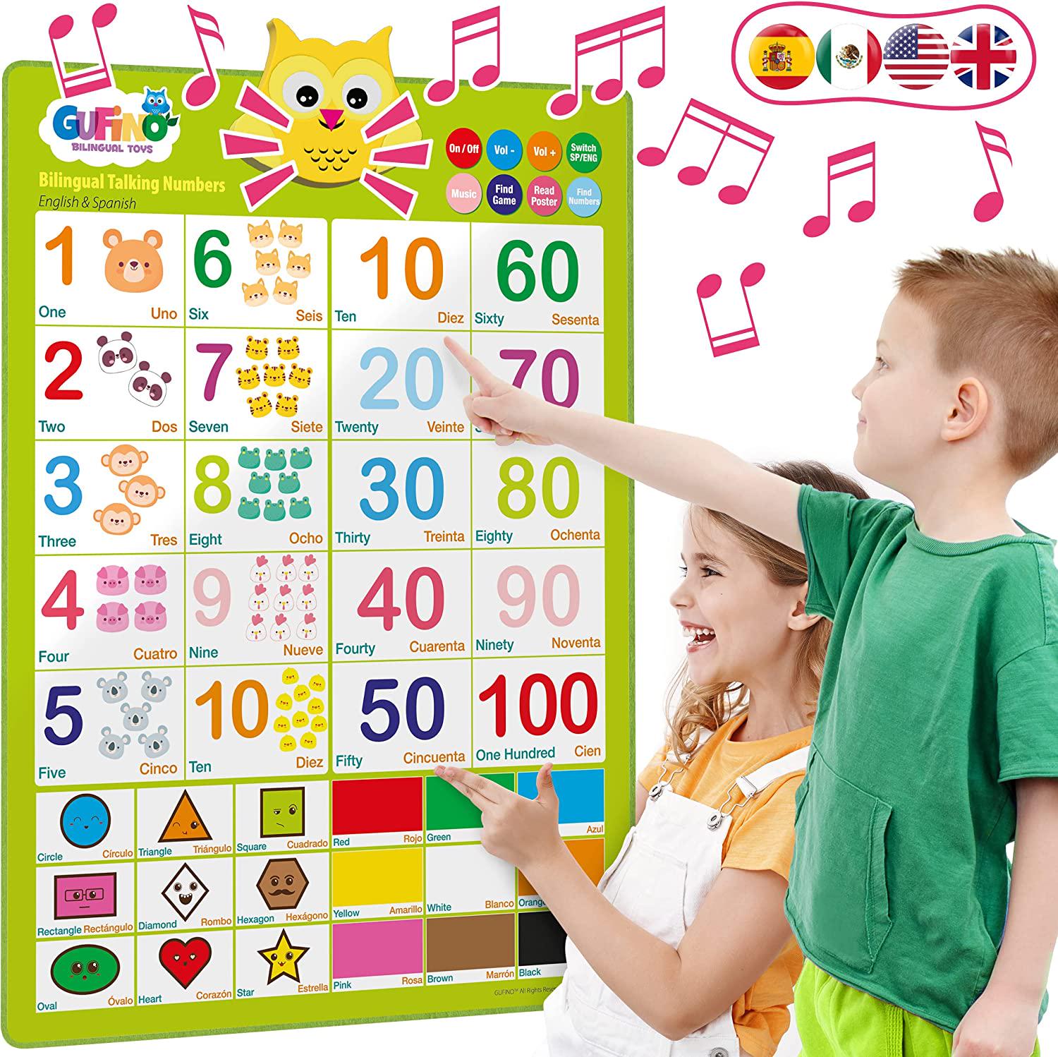 LVAP, LVAP Talking Number Poster for Toddlers - English and Spanish Learning for Toddlers. Numbers, Colors, Songs! Educational Toys for 2 Year Old Kids and Older. Best Learning and Education Toys