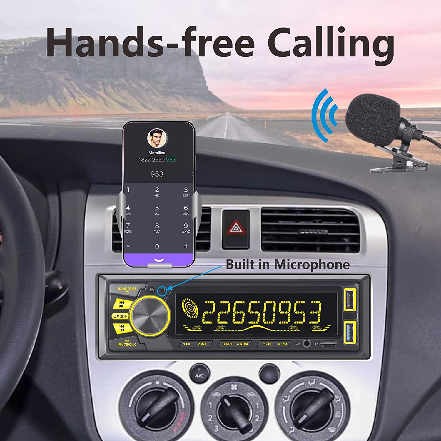 LXKLSZ, LXKLSZ Car Stereo Bluetooth 1 din with APP Control MP3 Player Support BT /FM/AM/ TF / AUX-in / Hands-Free Calls Double USB with Quick Charge External MIC Steering Wheel Remote