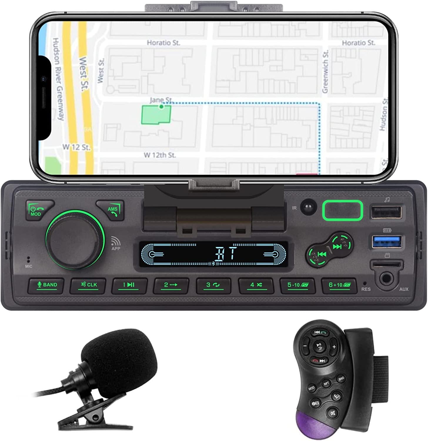 LXKLSZ, LXKLSZ Car Stereo Bluetooth 1 din with APP Control MP3 Player Support USB / FM/ AM/ TF / AUX / Quick Charge / Hands-Free Calls / FM Radio / with Phone Holder