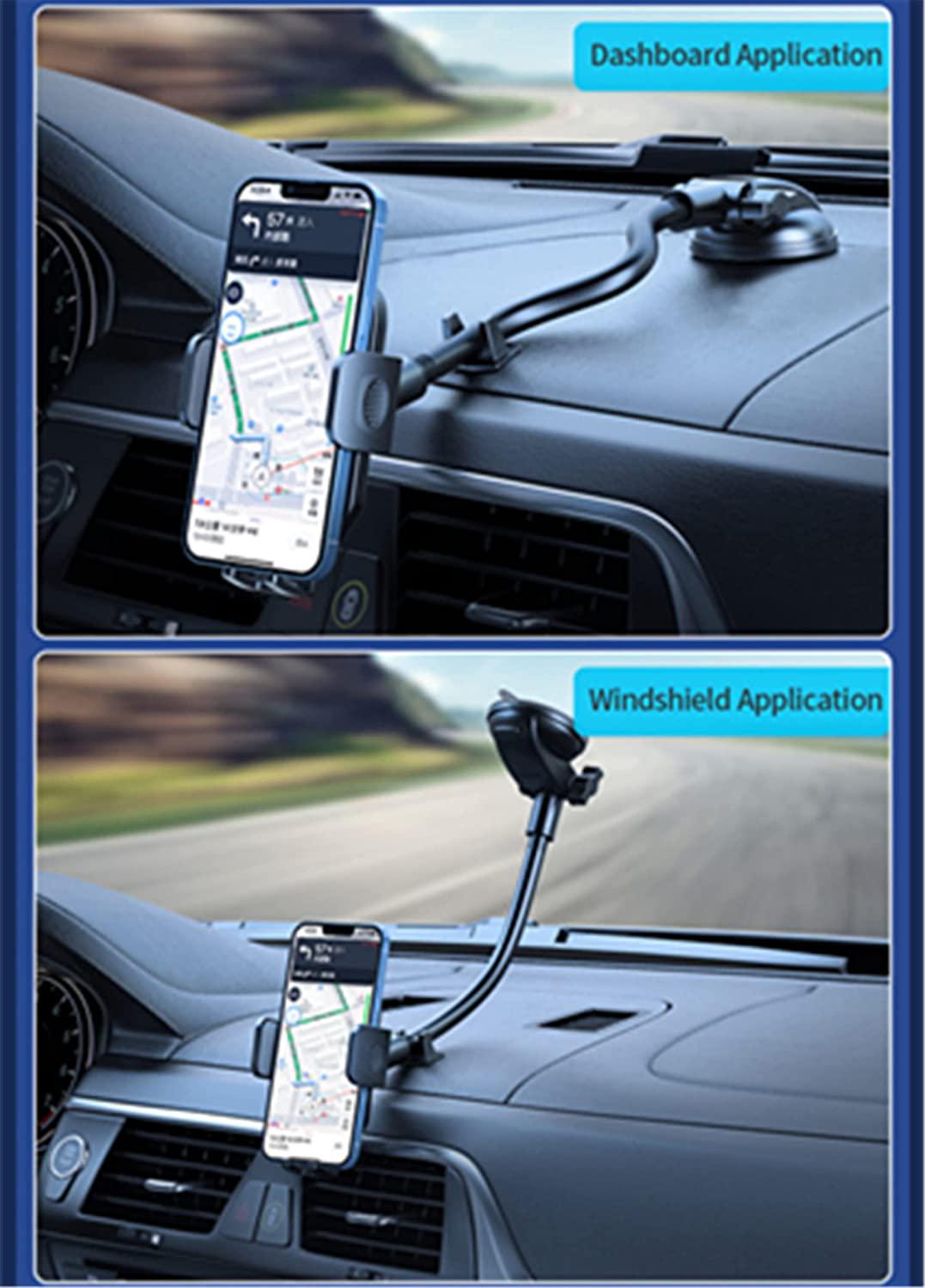 LYZYD, LYZYD Phone Mount for Car Gooseneck Long Arm Dashboard Windshield Universal Strong Suction Cell Phone Holder Mount for Car for iPhone for Samsung for Moto for Nokia for LG Smartphone - Blue