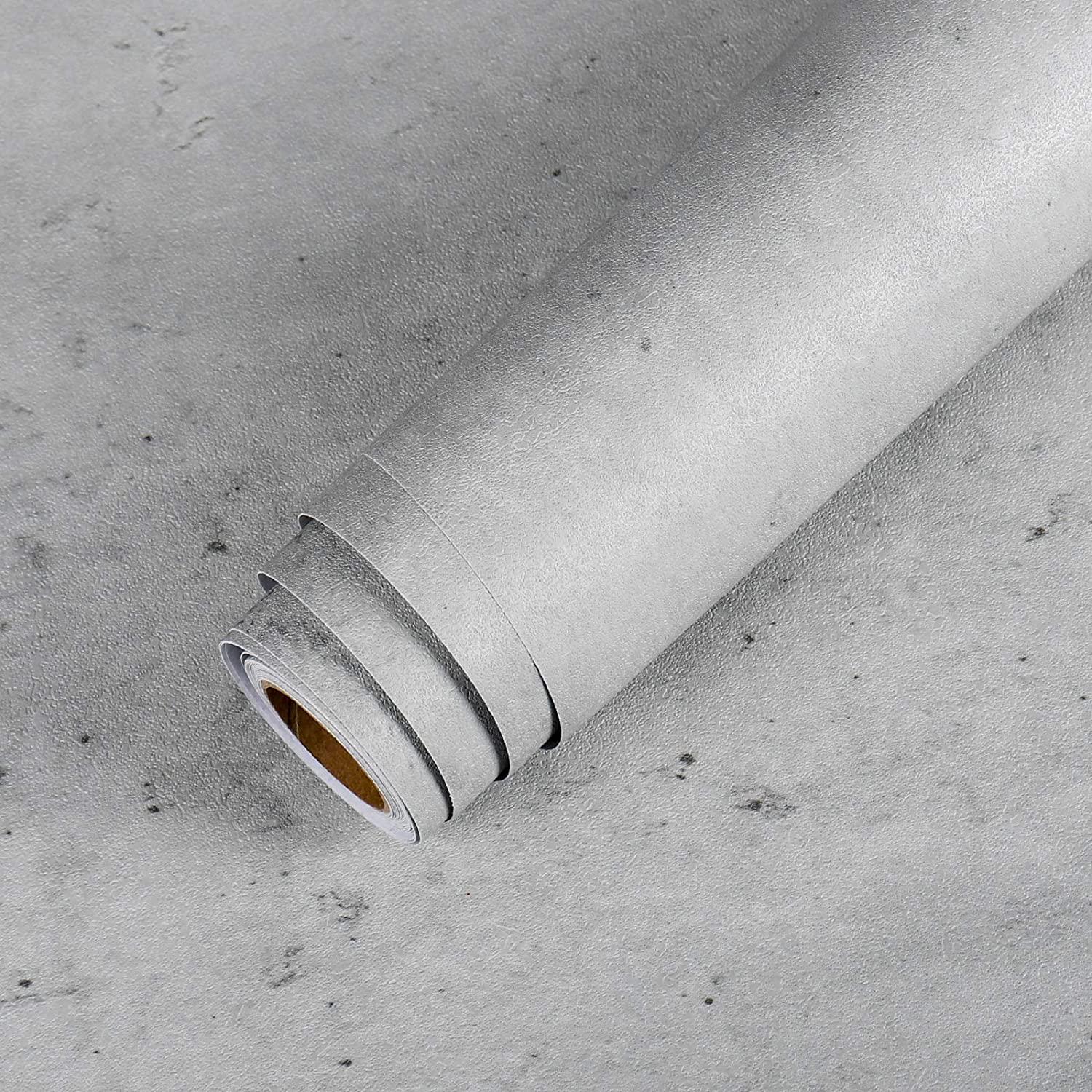 LACHEERY, LaCheery 15.8 x160 Grey Concrete Wallpaper Wall Paper Roll Peel and Stick Removable Self Adhesive Contact Paper for Countertops Cement Decorative Wallpaper for Cabinets Backsplash Backdrop Walls