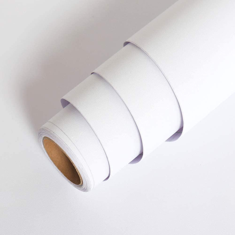 LACHEERY, LaCheery 24 x160 Solid Color Matte Textured White Contact Paper Vinyl Adhesive Paper Peel and Stick Wallpaper Solid Contact Paper Waterproof Removable Wall Paper for Countertops Cabinets Drawer