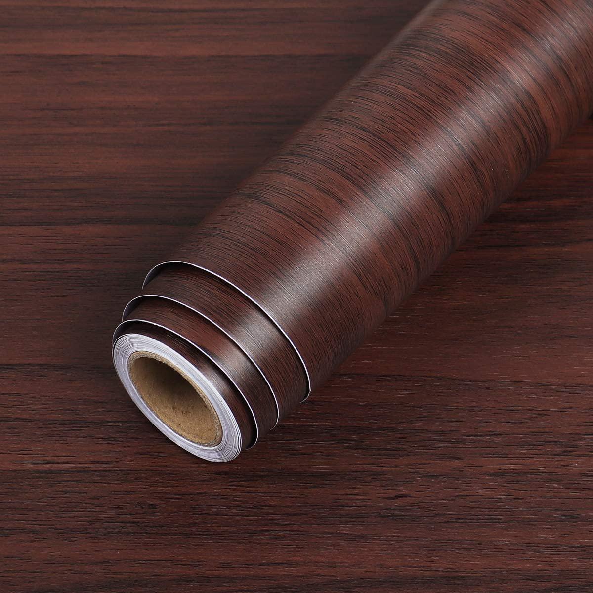 LACHEERY, LaCheery Dark Brown Wood Contact Paper 15.8 x80 Decorative Self Adhesive Counter Top Covers Removable Wood Wallpaper Peel and Stick Countertops for Kitchen Cabinets Closet Drawer Furniture Doors