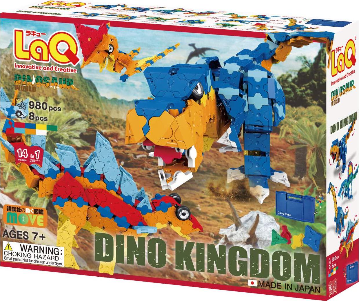 LaQ, LaQ Dinosaur World Dino Kingdom - 14 Models, 980 Pieces | Amazing Dinosaur Toys | Japanese Building and Construction Toy | Adult Model Building kit | T-Rex Brachiosaurus Spinosaurus Jurassic World