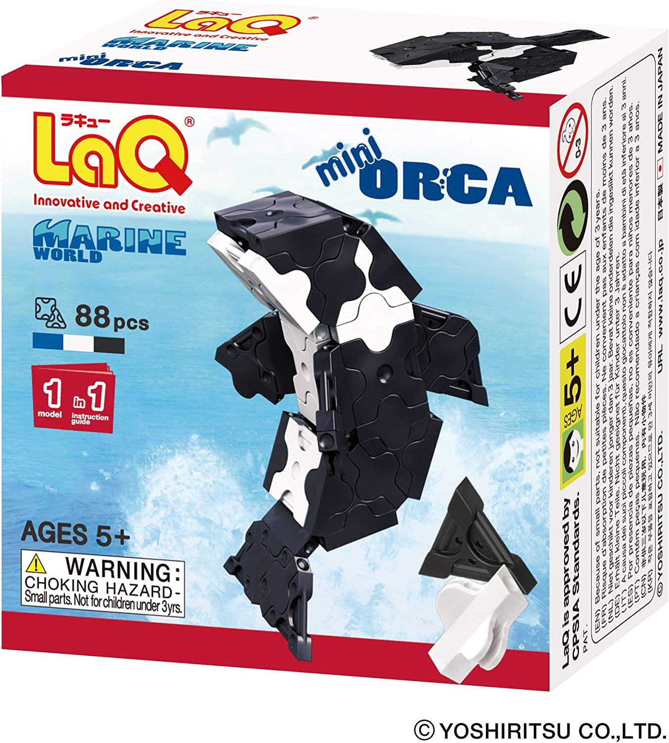 LaQ, LaQ Marine World Mini ORCA - 1 Model, 88 Pieces | Construction Stem Set | Educational Engineering Toy for Ages 5, 6, 7, 8, 9, 10 Year Old Boys and Girls | Best Kids Fun Building kit