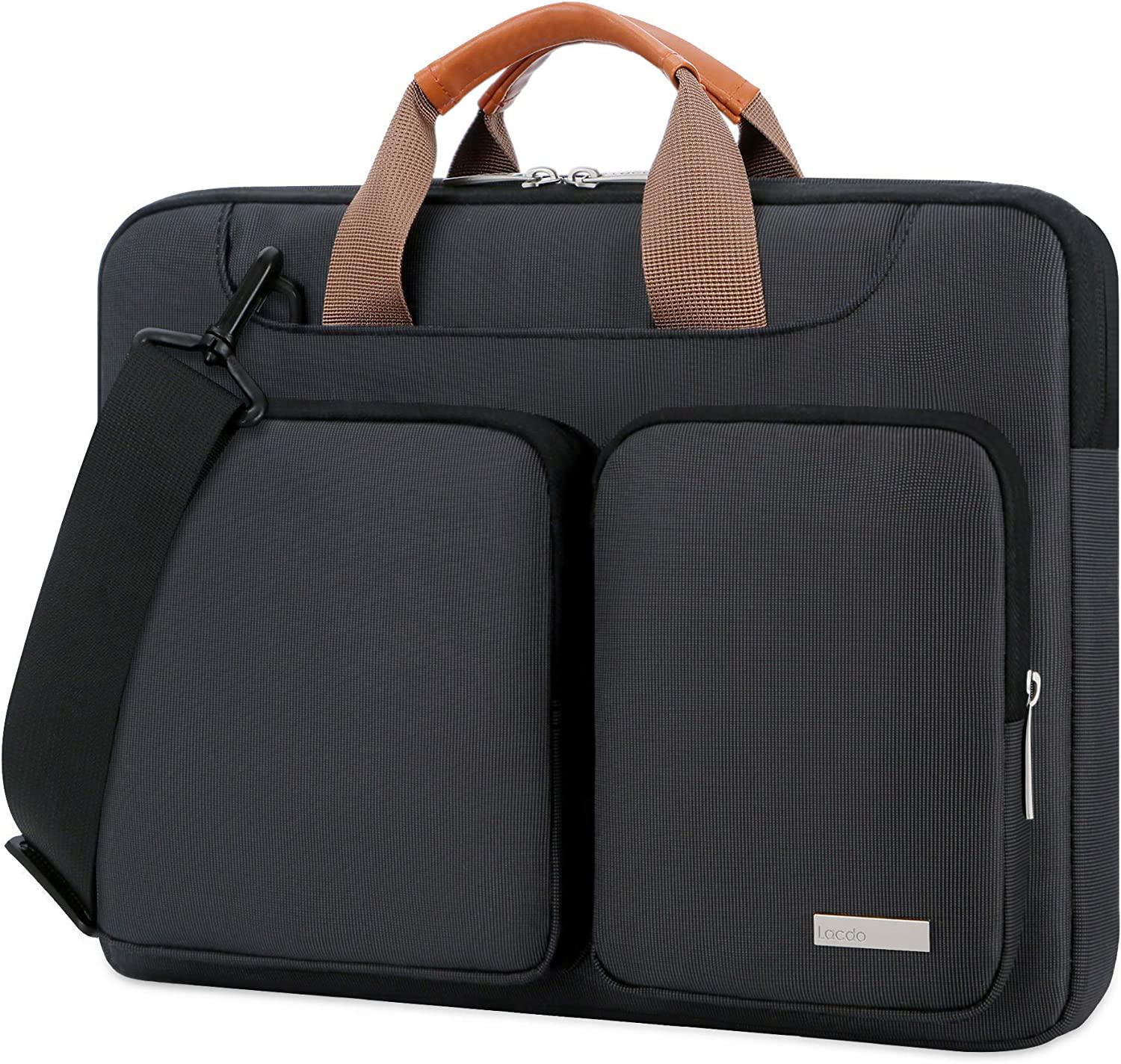 Lacdo, Lacdo 17.3 Inch 360° Protective Laptop Shoulder Bag Sleeve Case for Dell/HP Envy/ASUS/Acer/Lenovo/LG/Razer Blade Pro 17 / MacBook Pro 17, Computer Notebook Water Repellent Briefcase, Black