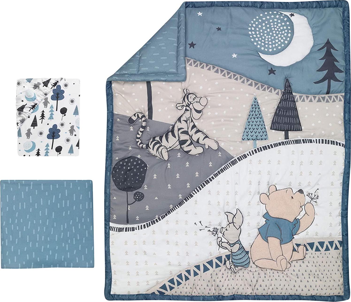 Lambs & Ivy, Lambs and Ivy Forever Pooh 3Piece Baby Crib Bedding Set, Blue
