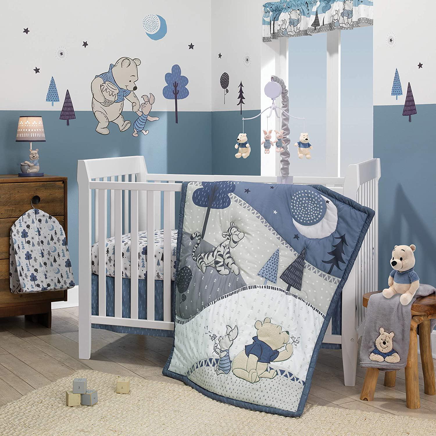 Lambs & Ivy, Lambs and Ivy Forever Pooh 3Piece Baby Crib Bedding Set, Blue