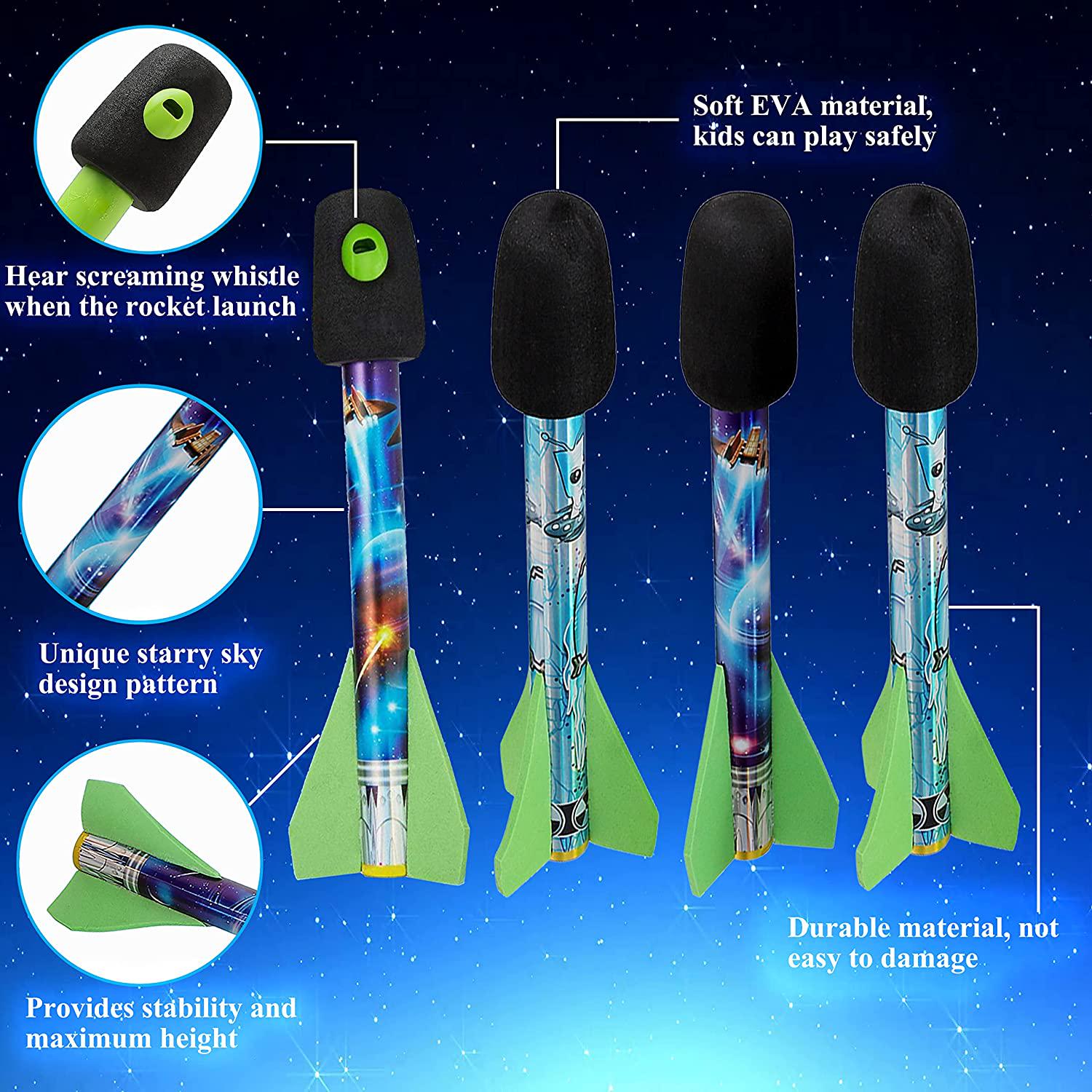 Lamsion, Lamsion Rocket Launchers for Kids, Outdoor Jump Rocket Launchers Toys with 4 Foam Rockets and Air Rocket Launcher for Kids Ages 3+ Stomp and Launch