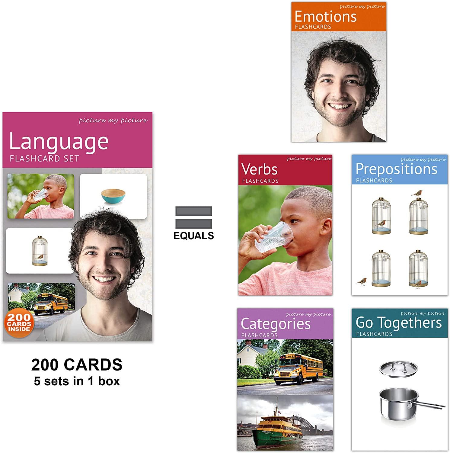 Picture My Picture, Language Flash Card Set | 200 Language Photo Cards | Speech Therapy Materials and ESL Materials