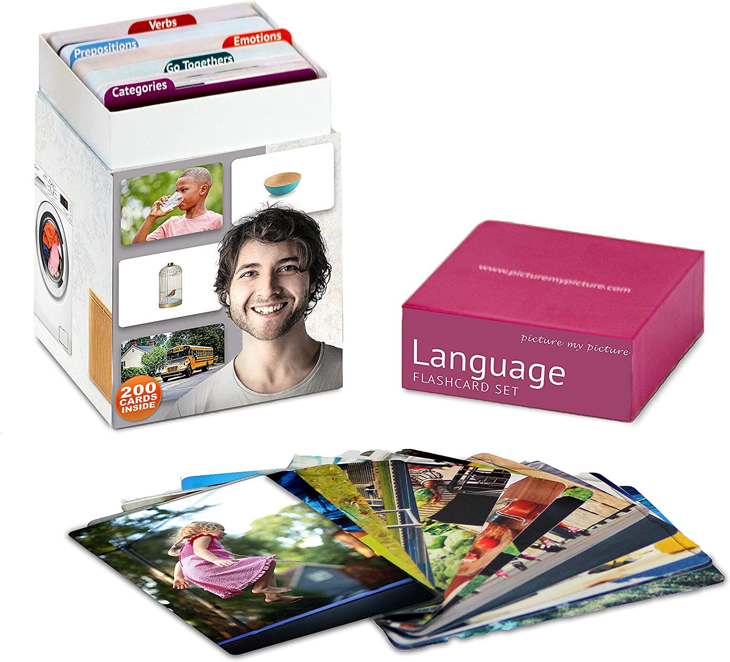 Picture My Picture, Language Flash Card Set | 200 Language Photo Cards | Speech Therapy Materials and ESL Materials