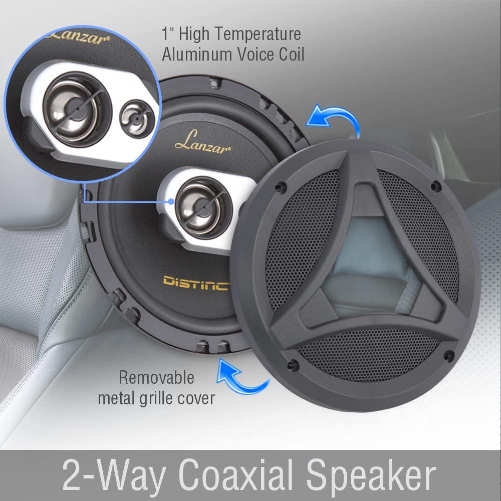 LANZAR, Lanzar DCT65.3 Distinct Series 6.5-Inch 200-Watt 2-Way Coaxial Speaker Set of 2