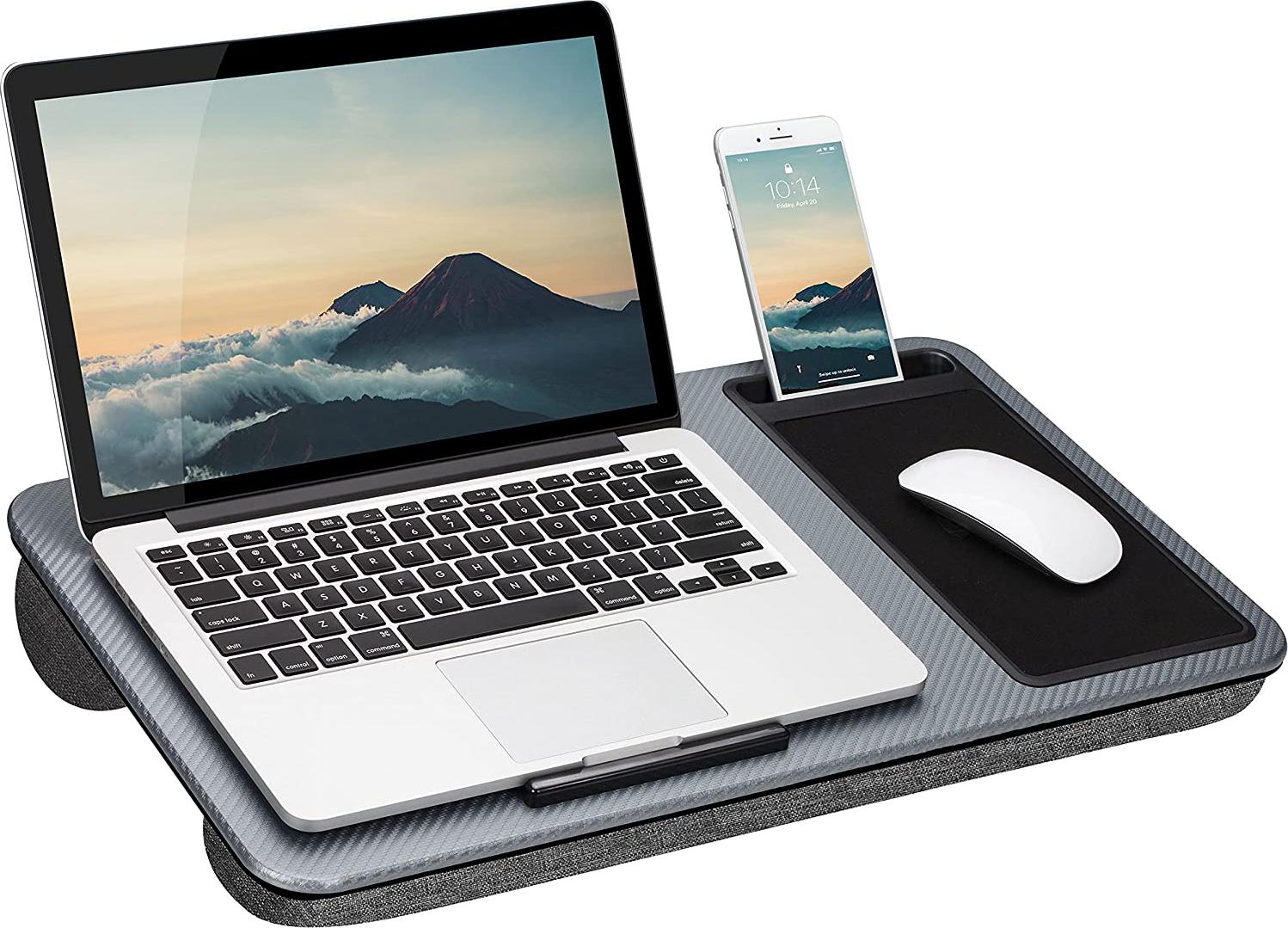 Lap Desk, LapGear Home Office Lap Desk - White Marble Silver Carbon