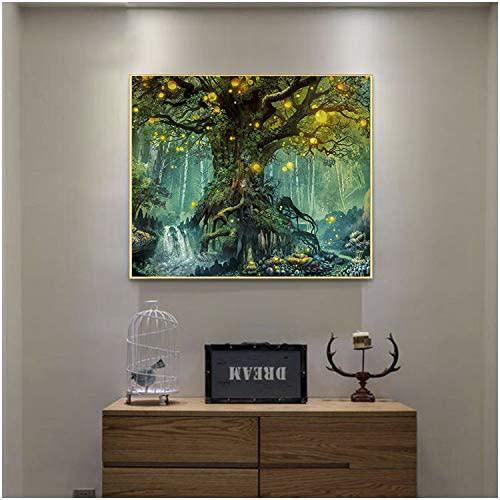 Lapoea, Lapoea DIY Oil Painting Paint by Number Kits Painting for Adults and Kids Arts Craft for Home Wall Decor Firefly Forest 40x50CM