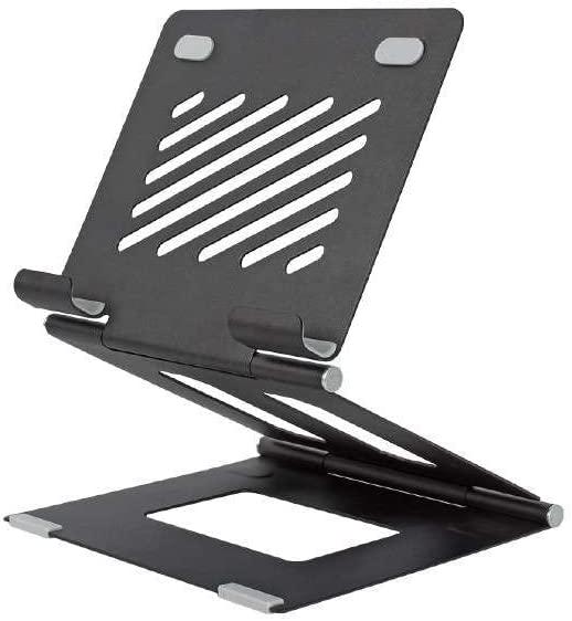C-Tech, Laptop Tablet Stand, Ergonomic Adjustable Notebook Stand, Riser Holder Computer Stand Compatible with Air, Pro, Dell, HP, Lenovo More 10-15.6 Laptops (Riser Holder Black)