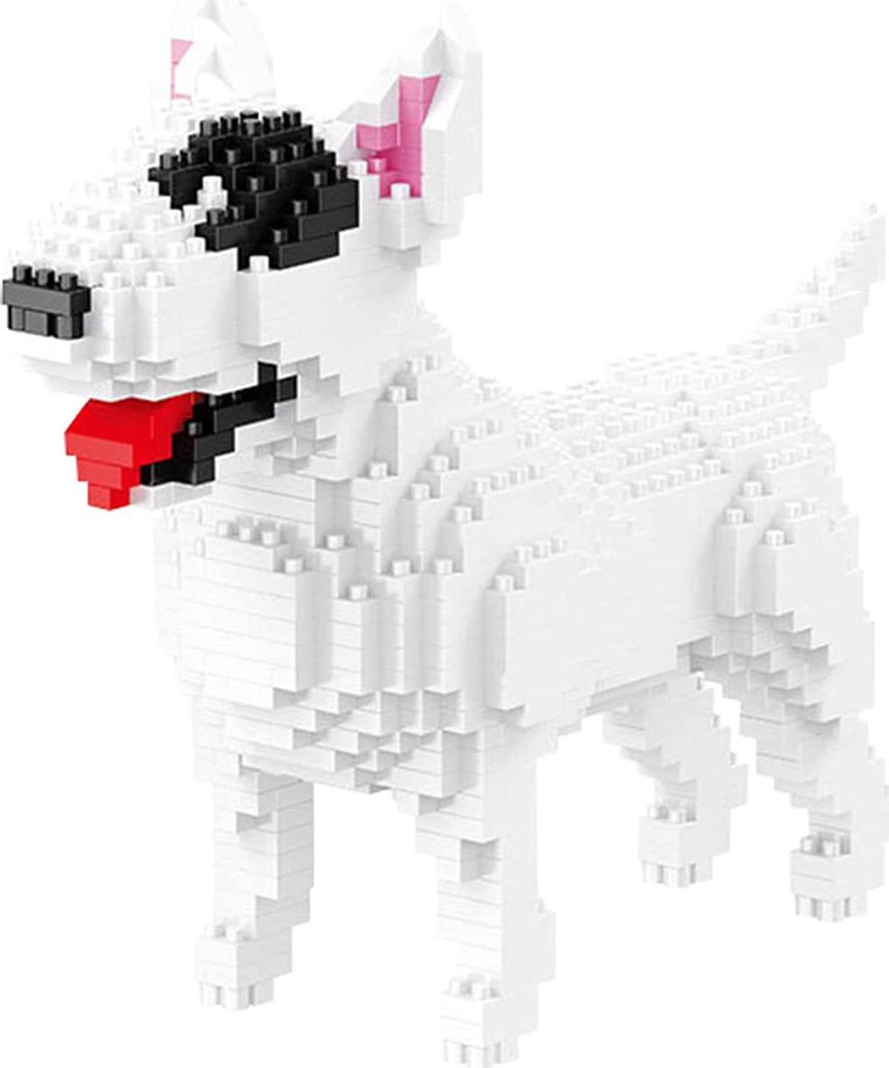 Larcele, Larcele Mini Building Blocks Animal Set, DIY Micro 3D Building Toy Bricks,797 Pieces KLJM-05(Bull Terrier)