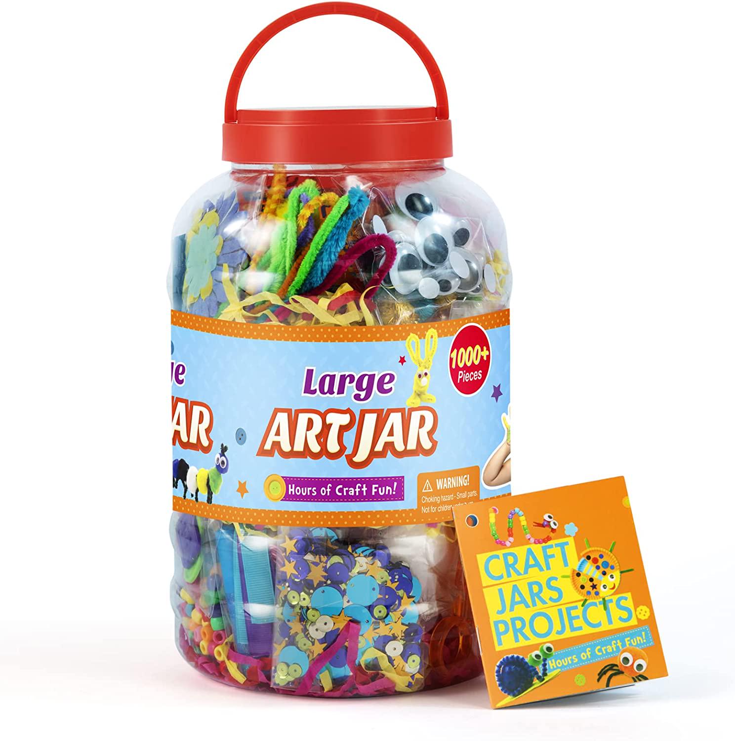 KEVIN&SASA CRAFTS, Large Art Jar, Kids Craft and Art Supplies, 1000 More Pieces All in One Craft Jars Projects for Kids, School Kindergarten Homeschool Crafts Supplies Gift Set